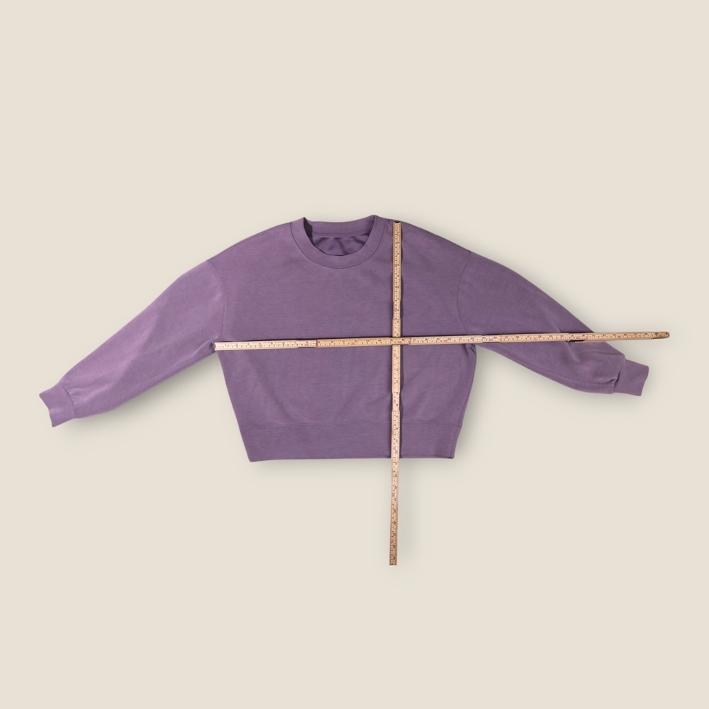 Lululemon Softstreme Perfectly Oversized Cropped Crew Womens Sz 4 Lavender Dust - Picture 5 of 10